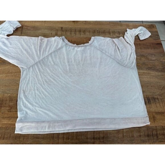 Yummy Sweater Co Raglan Burnout Crewneck Top Shirt Beige Cream Tan XL Thin SEE - Picture 6 of 10